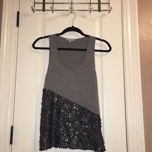 charcoal gray/ black matte sequin top